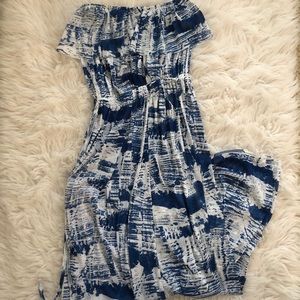 Strapless high-low maxi dress (blue/white) size xs
